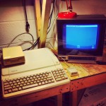 Picture of my Apple IIe Platinum at home on my Apple workbench.